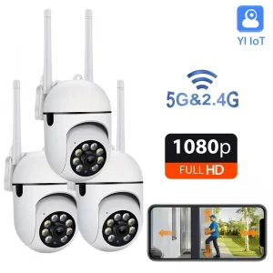 1080P Security Cameras YI IoT, Home Surveillance PTZ 2.4&5Ghz Wifi Connection Wireless Indoor Camera Pack FHD, 2.0MP Color Night Vision Home Protection, AI Smart Tracking Motion Detection, Two Way Audio, Dual Band